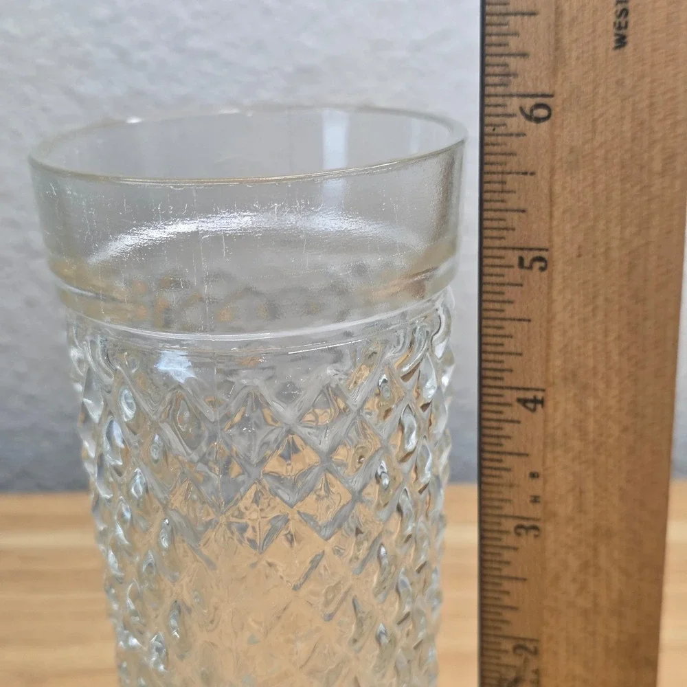 Anchor Hocking Quilted Diamond Tumblers Set of 4 Clear Good Vintage 5.75in